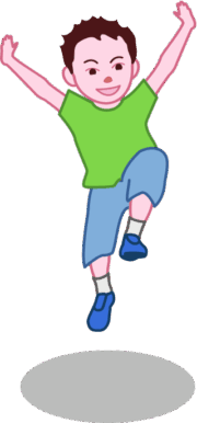 うれしさに飛び上がっている男の子のイラスト