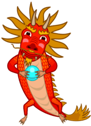 赤龍の子どもが宝珠を持っているイラスト