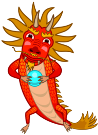 赤龍の子どもが宝珠を持っているイラスト