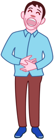 両手でお腹を抱えて大笑いしている男性のイラスト