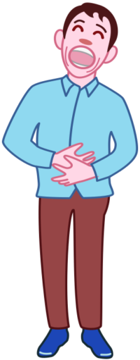 両手でお腹を抱えて大笑いしている男性のイラスト