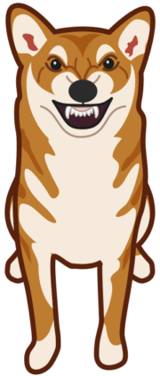 牙を剥いて怒っている犬のイラスト。