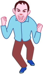 拳を握って激怒している男のイラスト。