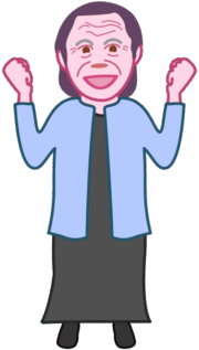 元気ポーズをしているお婆さんのイラスト。