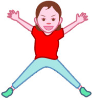 両手を広げて元気いっぱいの女の子のイラスト。