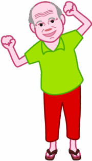 ストレッチをしているお爺さんのイラスト。