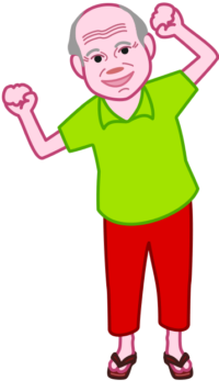 ストレッチをしているお爺さんのイラスト。