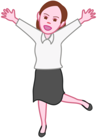 元気いっぱいのお母さんのイラスト。