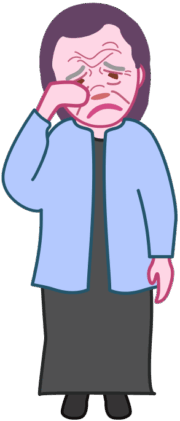 泣いているお婆さんのイラスト。