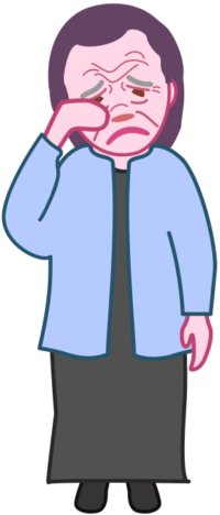 泣いているお婆さんのイラスト。