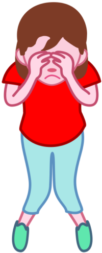 両手で顔をおさえて泣いている女の子のイラスト。