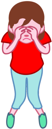 両手で顔をおさえて泣いている女の子のイラスト。