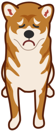 しょげている犬のイラスト。