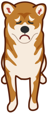 意気消沈 しょげている犬のイラスト。