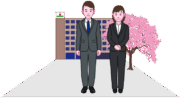 就職 新入社員の男性と女性のイラスト。