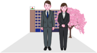 就職 新入社員の男性と女性のイラスト。