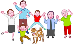 元気家族 仲良しで元気な家族のイラスト。