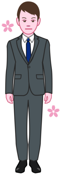 新入社員 新卒の男性新入社員のイラスト。