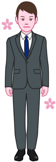 新入社員 新卒の男性新入社員のイラスト。