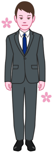 新入社員 新卒の男性新入社員のイラスト。