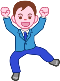 卒業や入学試験合格を喜んでいる男の子のイラスト。