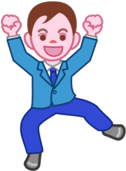 卒業や入学試験合格を喜んでいる男の子のイラスト。