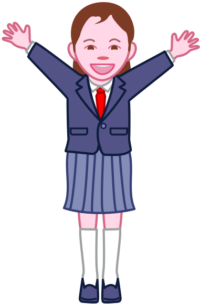 卒業や入学試験合格を喜んでいる女子生徒のイラスト。