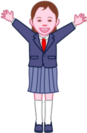 卒業や入学試験合格を喜んでいる女子生徒のイラスト。