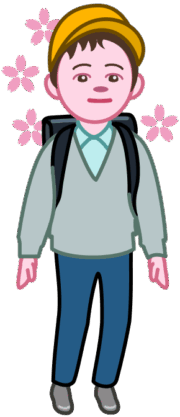 大きなランドセルを背負った小学校一年生の男の子のイラスト。