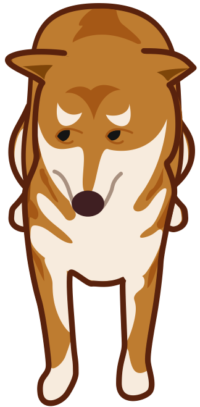 怖がり犬 怖いので目をそらしている犬のイラスト。