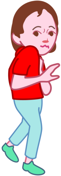 身をすくめて怖がっている女の子のイラスト。