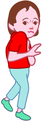 身をすくめて怖がっている女の子のイラスト。