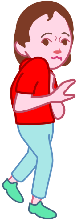 身をすくめて怖がっている女の子のイラスト。