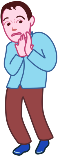 恐る恐る見ている男性のイラスト。