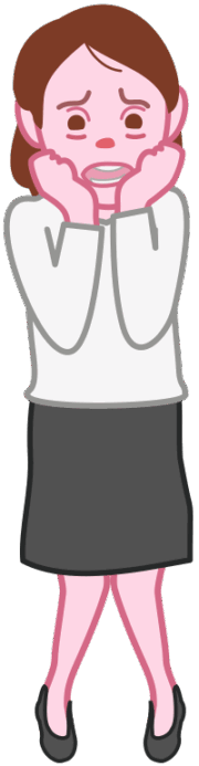 不安におびえている女性のイラスト。