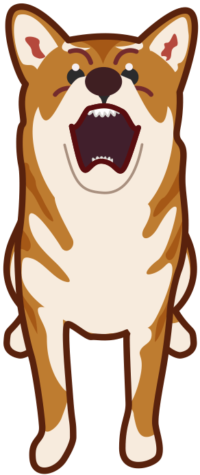 びっくり びっくりしている犬のイラスト。