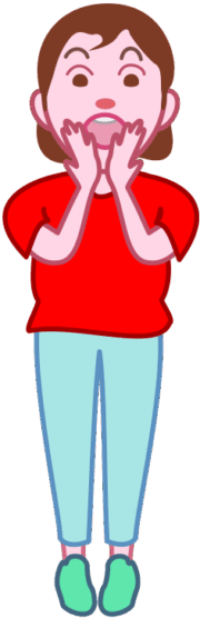 両手で口元を覆って驚いている少女のイラスト。