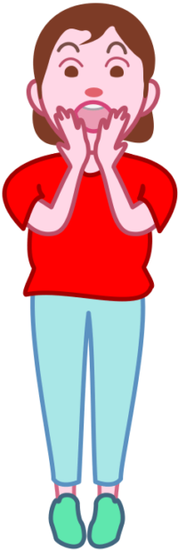 両手で口元を覆って驚いている少女のイラスト。