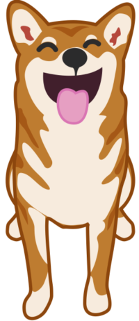 笑っている犬 口を開けて笑っている犬のイラスト。