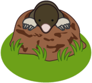 モグラ 春に穴から顔を出したモグラのイラスト。