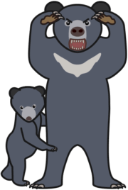母熊 子熊を守るために威嚇する母熊のイラスト。
