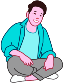 あぐら あぐらをかいて、くつろいでいる男性のイラスト
