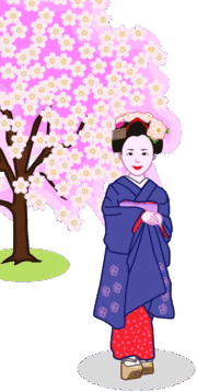 舞妓さんと桜のイラスト