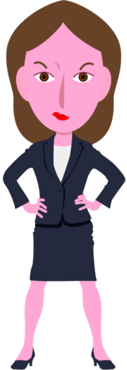 怒って仁王立ちになっている女性社員のイラスト