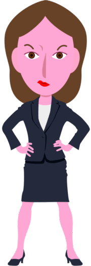 怒って仁王立ちになっている女性社員のイラスト