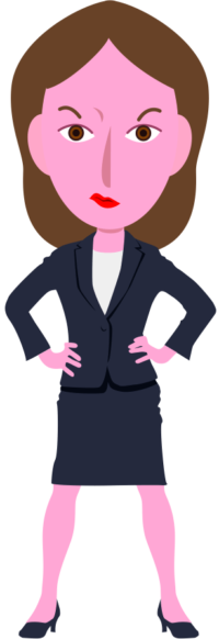 怒って仁王立ちになっている女性社員のイラスト