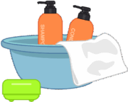 銭湯で使う入浴セットのイラスト