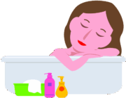 ゆっくりお風呂に入ってリフレッシュしている女性のイラスト