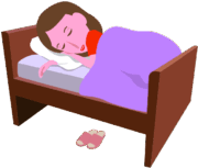 ベッドでスヤスヤ眠っている女性のイラスト