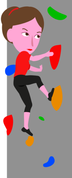 ボルダリングに挑戦している若い女性のイラスト